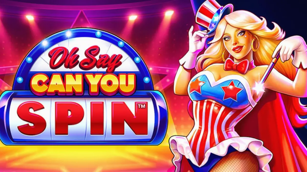 Tampilan mesin slot Oh Say Can You Spin dengan tema patriotik Amerika