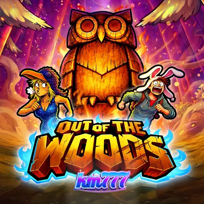 Tampilan visual slot Out Of The Woods dengan nuansa hutan gelap dan simbol misterius.